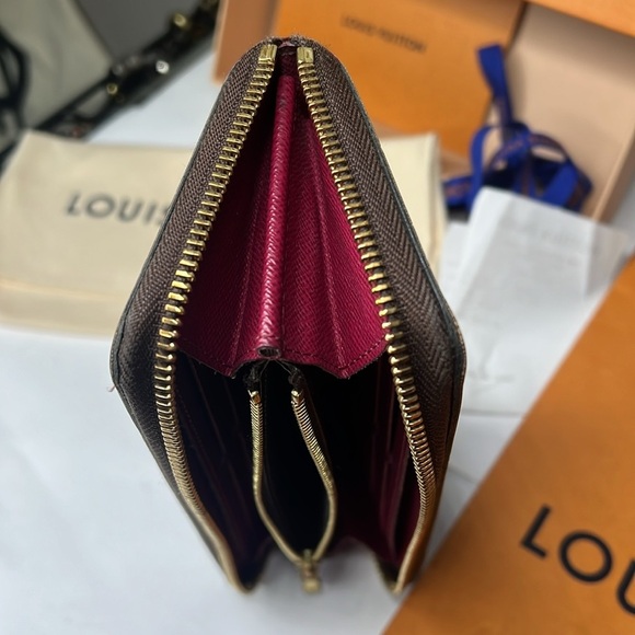 Louis Vuitton Clemence Logo Fucia Zippy Long Zip Around Clutch Wallet Box Papers - Picture 13 of 14